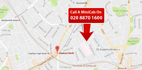 clapham north map - london minicab