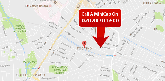 tooting map - london minicab